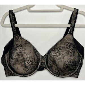 Bali Bra Womens Size 42D Black Nude Beige Tan Floral Lace Intimates Underwire